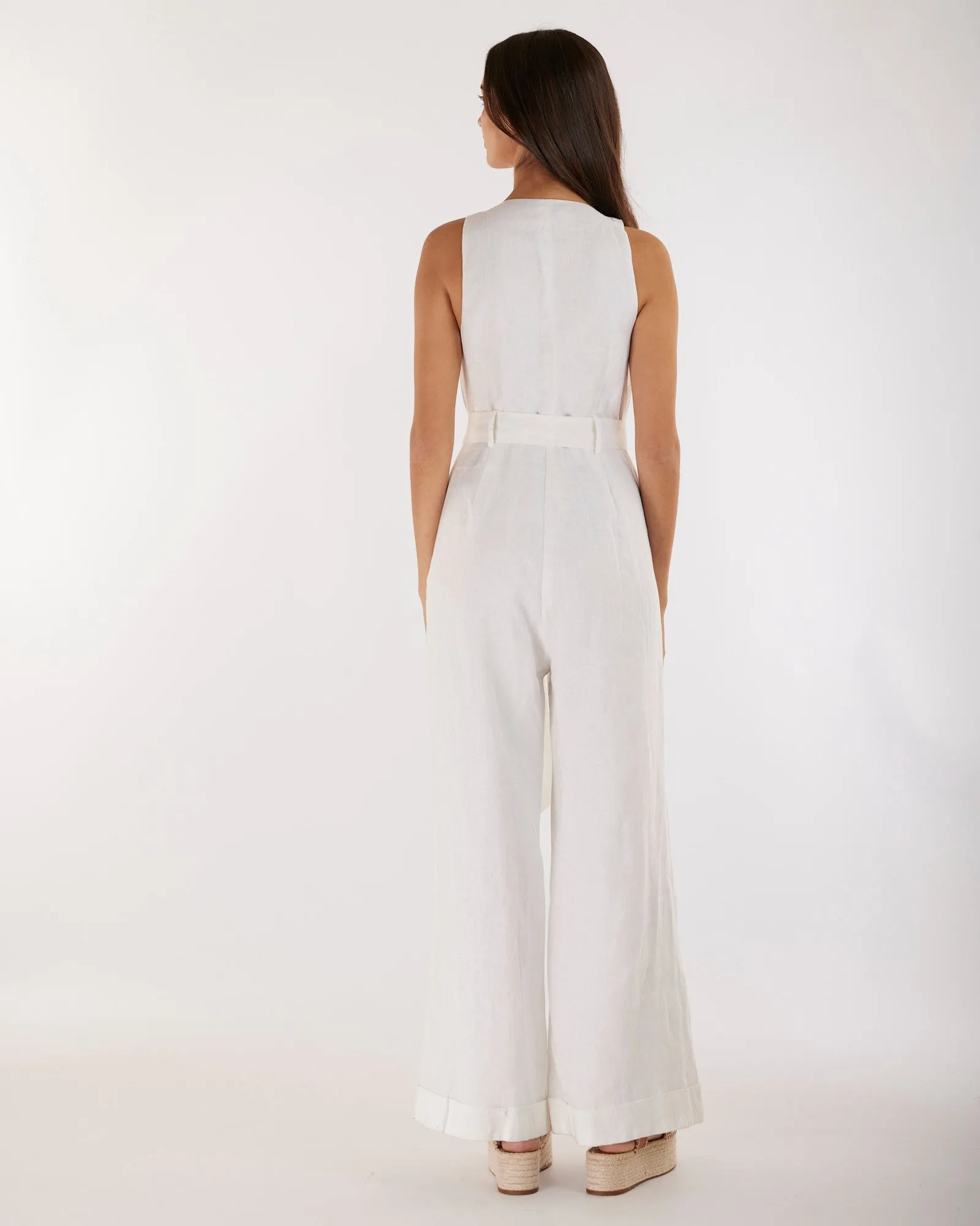 Imari Linen Jumpsuit - White