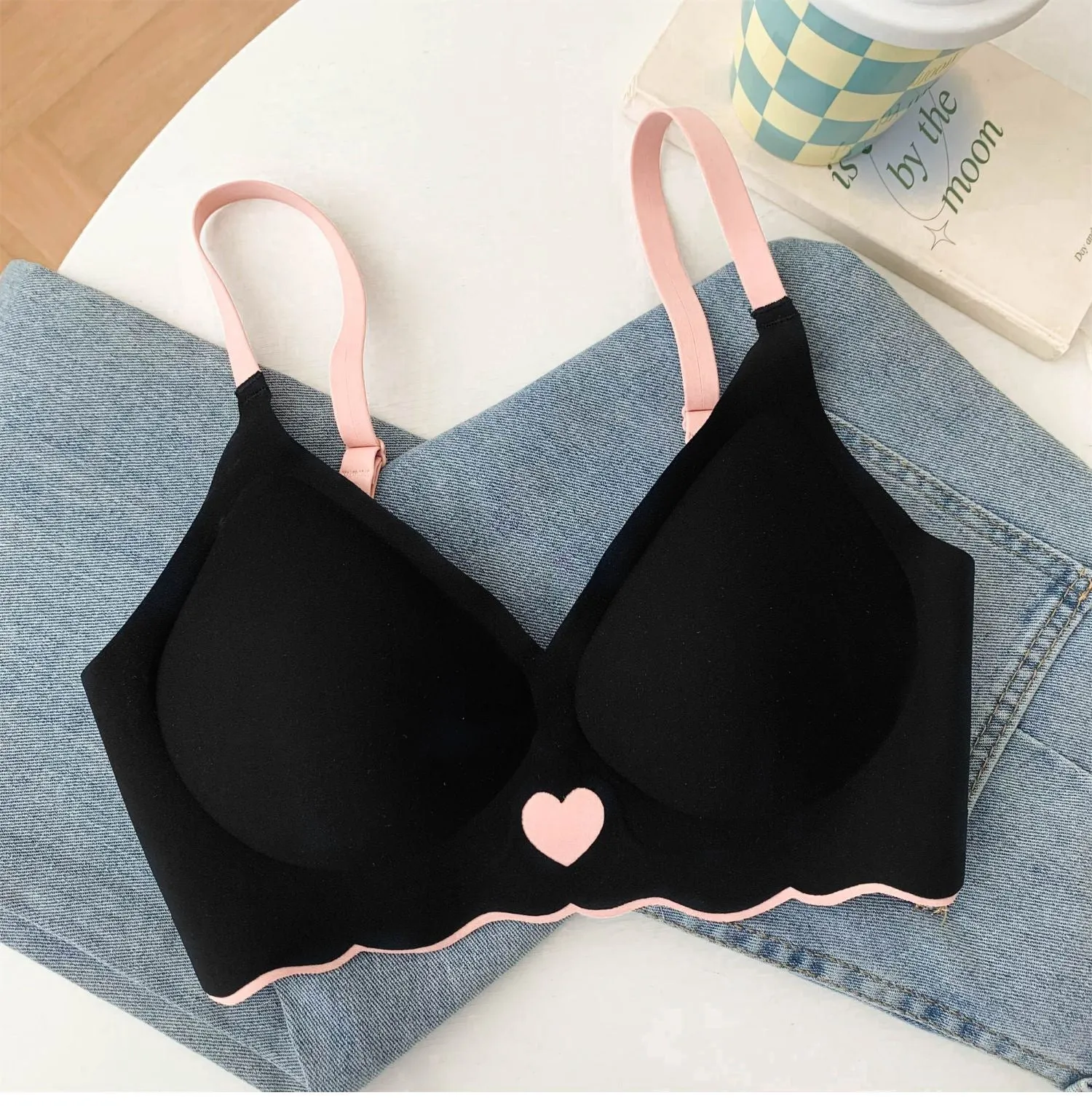 jelly heart wireless strap bra