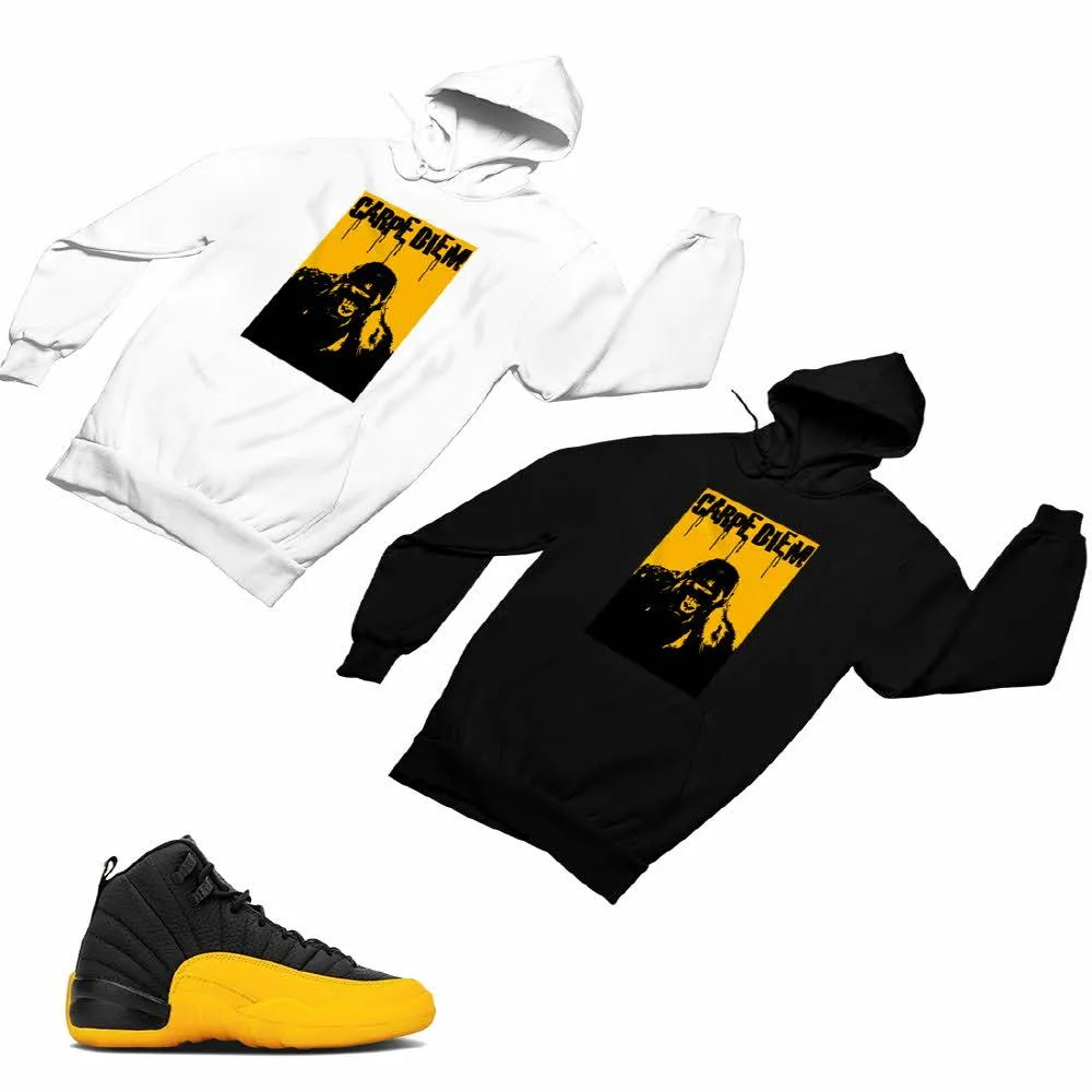 Jordan 12 University Gold Matching Custom Designed Hoodies JD 12-17-2