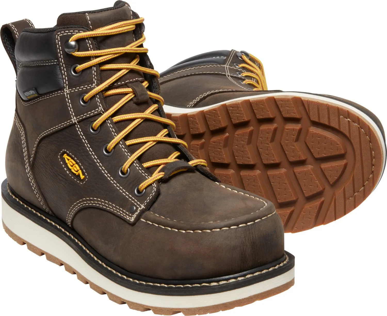 Keen Utility Mens Cincinnati 6in WP Dark Chocolate/Sandshell Leather Work Boots