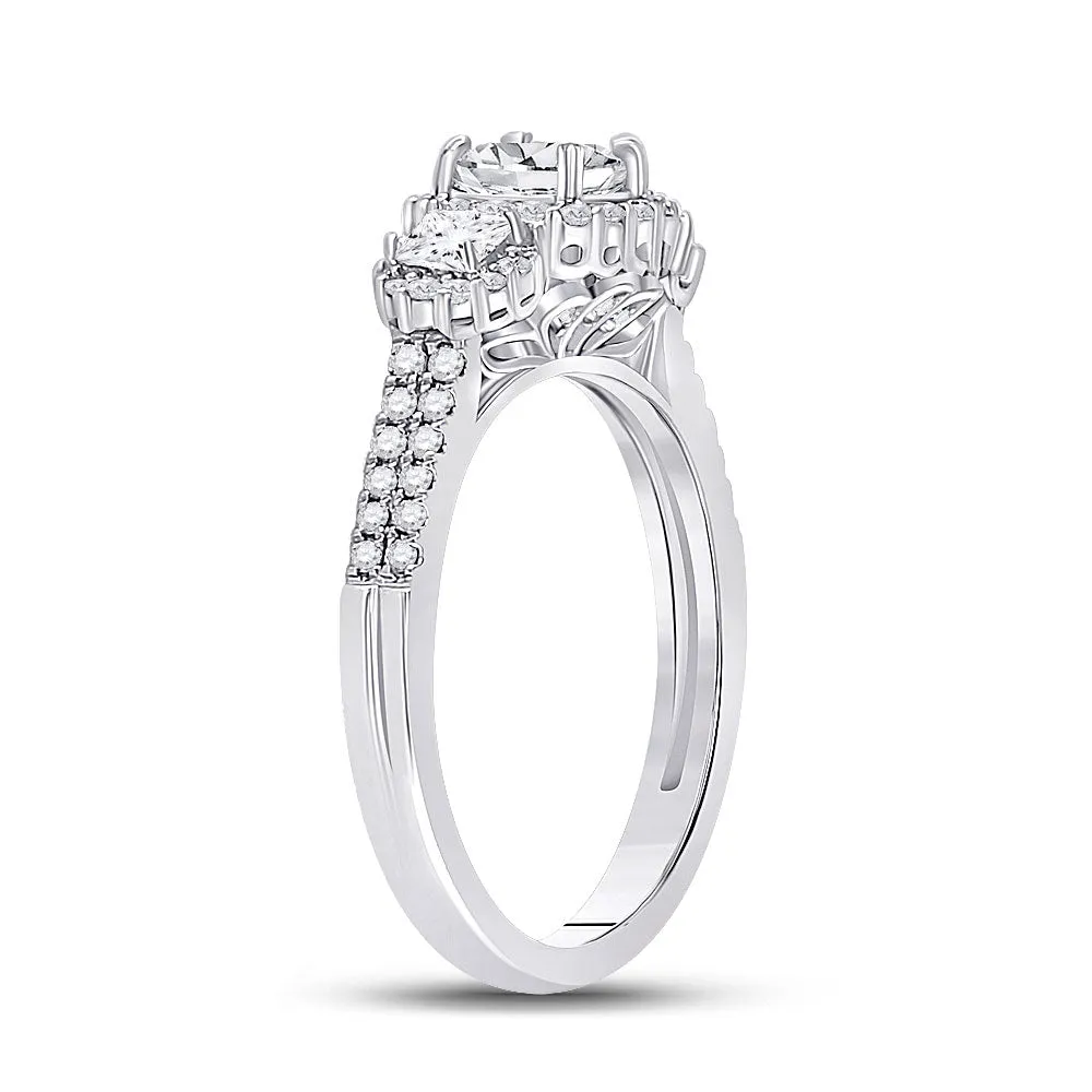 Keene Jewelers 14kt White Gold Princess Diamond 3-stone Bridal Wedding Engagement Ring 1 Cttw