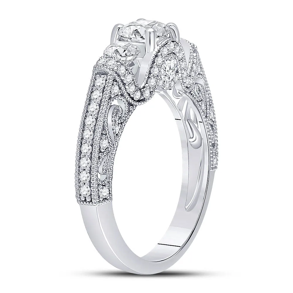 Keene Jewelers 14kt White Gold Round Diamond 3-stone Bridal Wedding Engagement Ring 1-1/2 Cttw