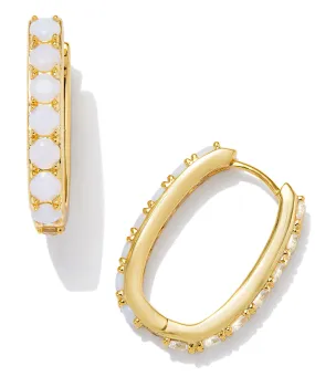 Kendra Scott Chandler Hoop Earrings - Gold/White Opalite Mix