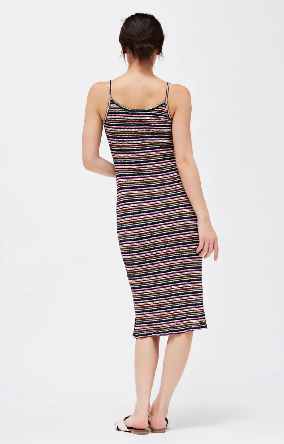 LACAUSA Striped Midi Dress