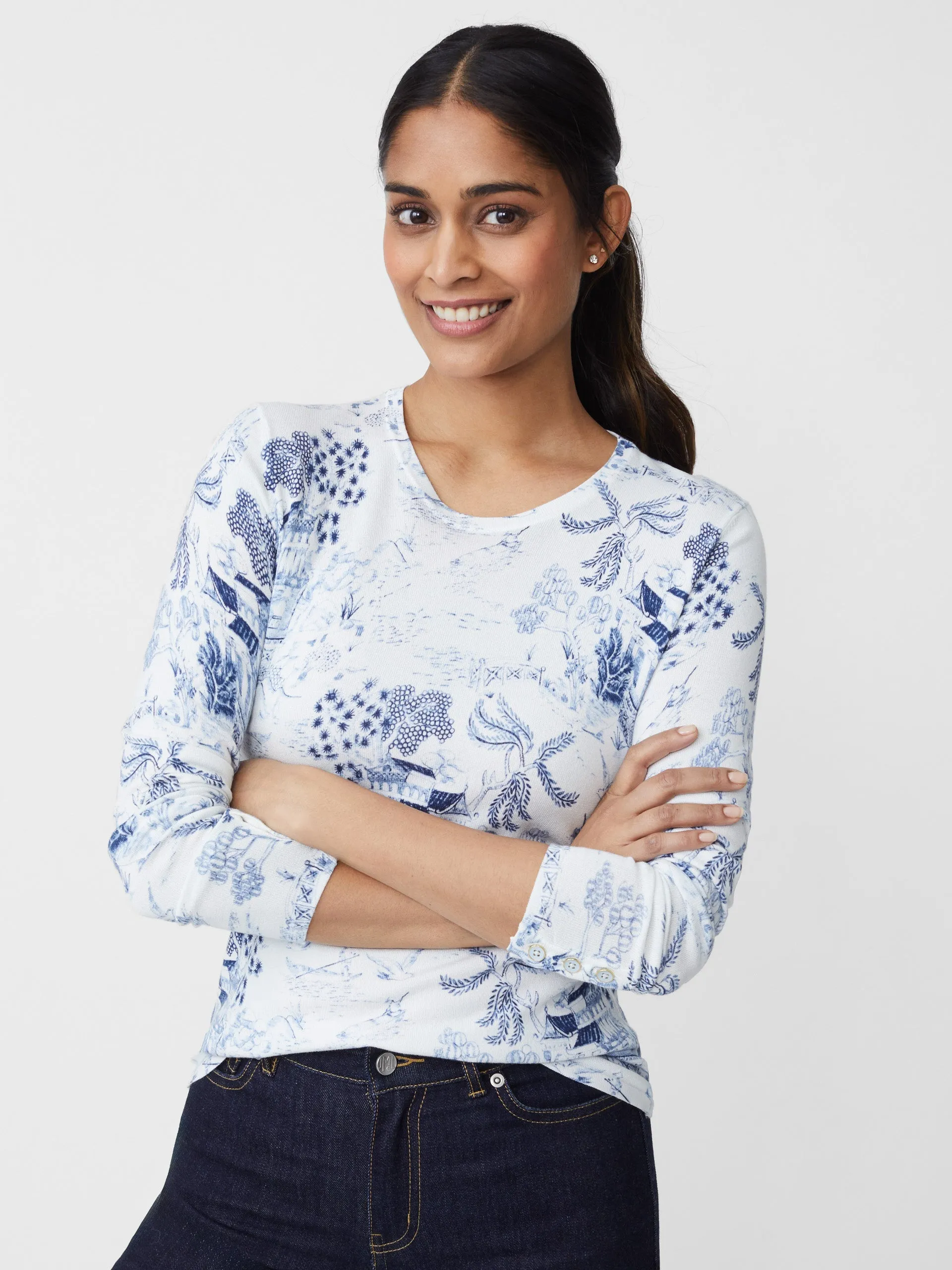 Lenny Sweater in Chinoiserie Toile