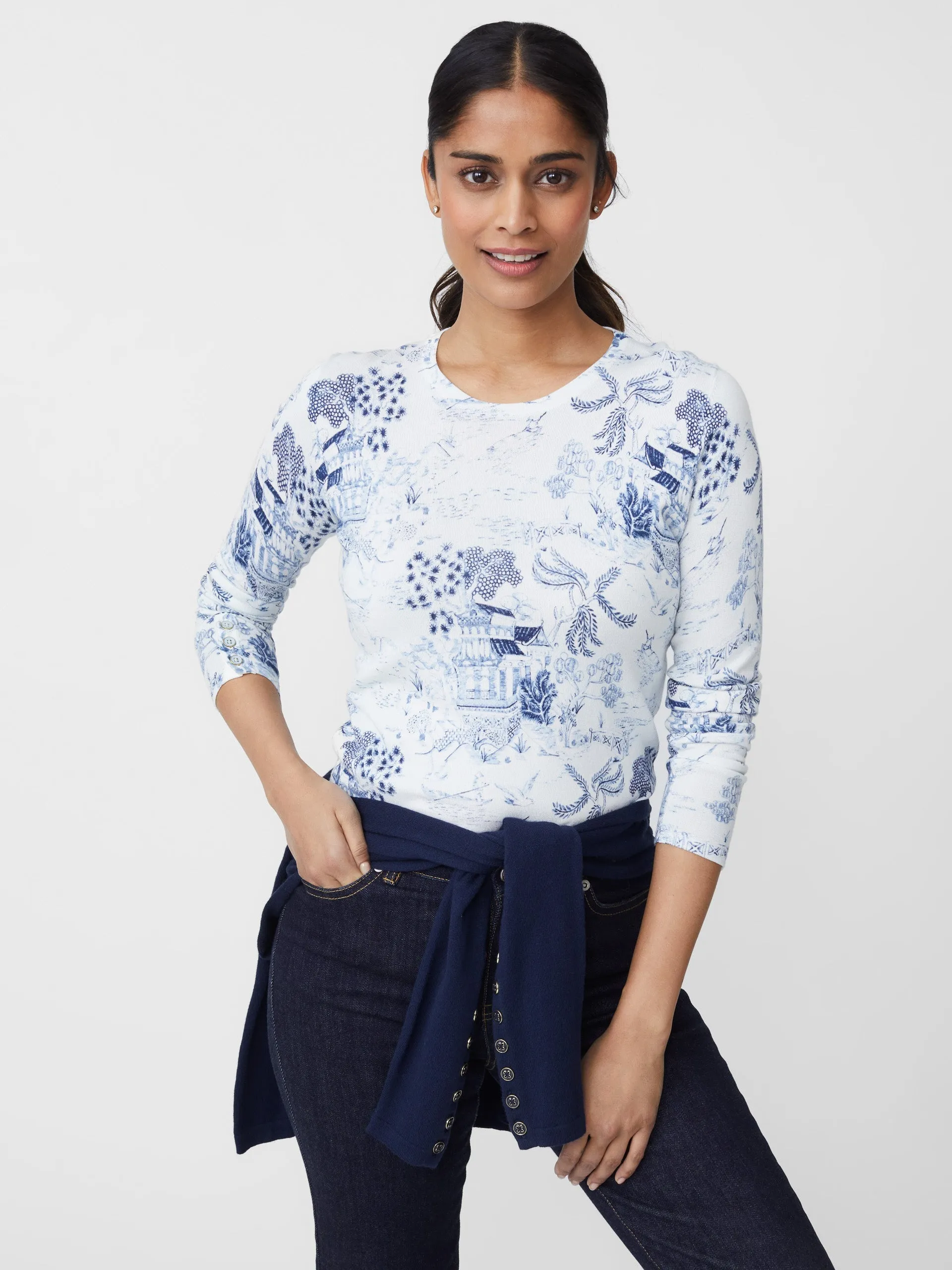 Lenny Sweater in Chinoiserie Toile