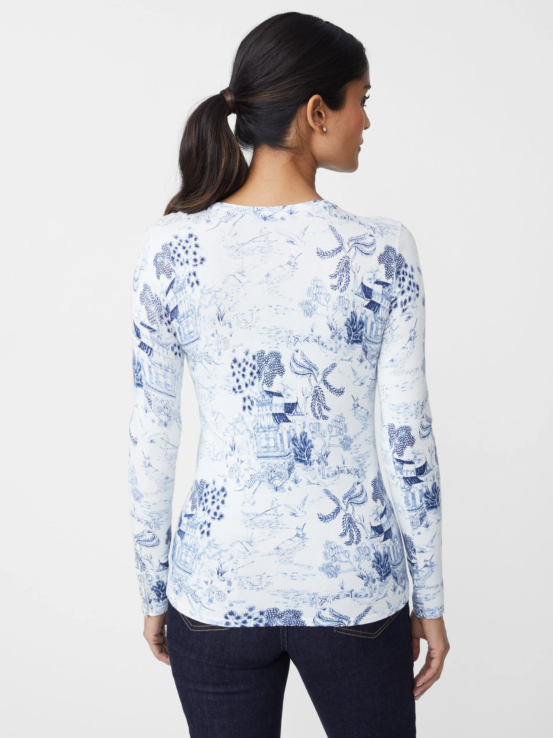 Lenny Sweater in Chinoiserie Toile