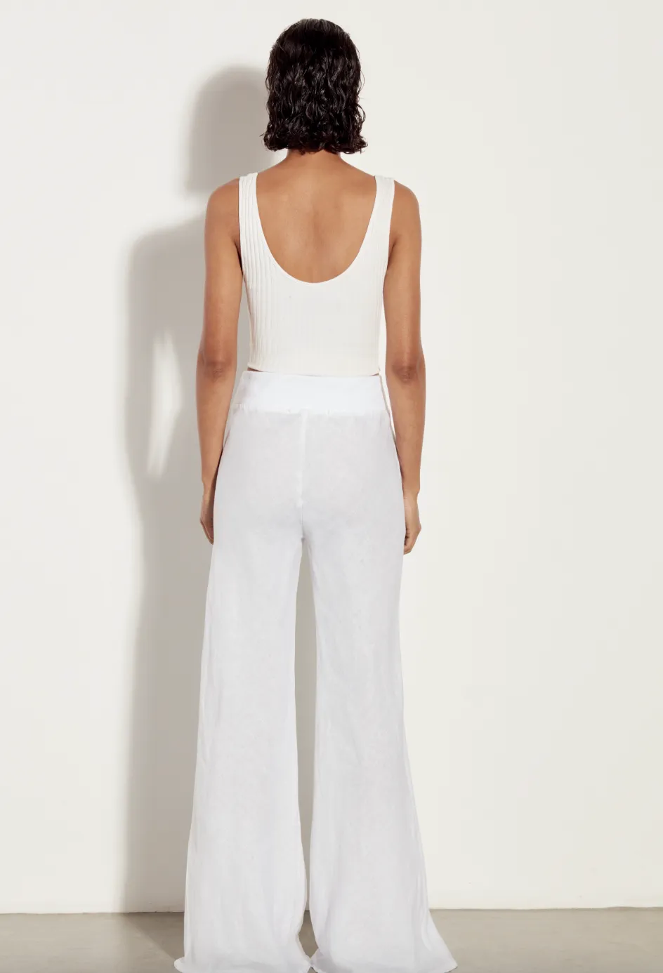 Linen Wide Leg Pant - White