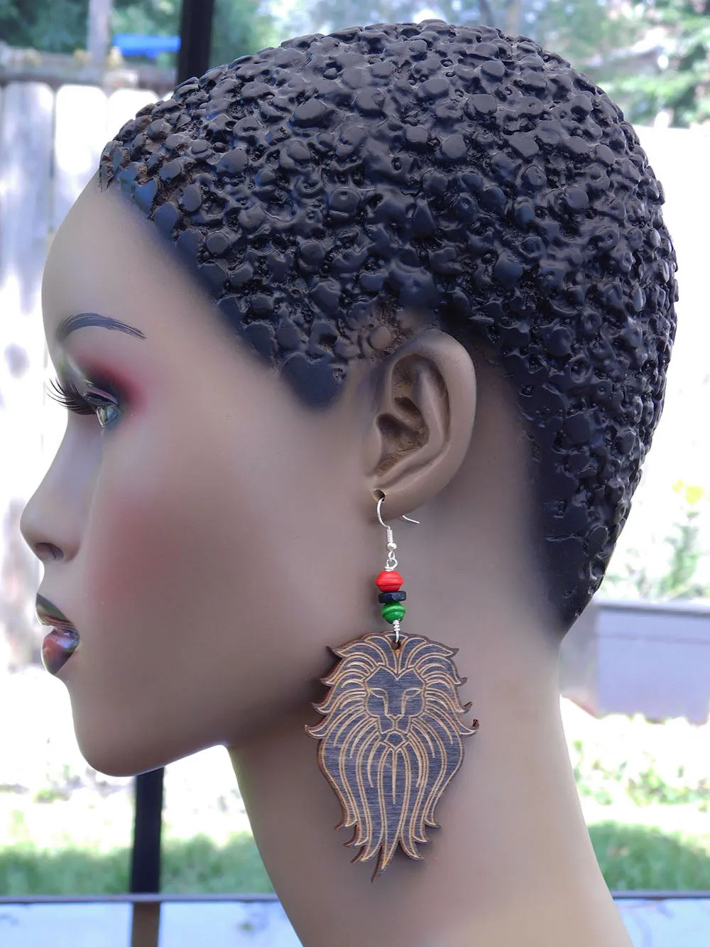 Lion Earrings Wooden Black Pan African Handmade Black Owned Businesses