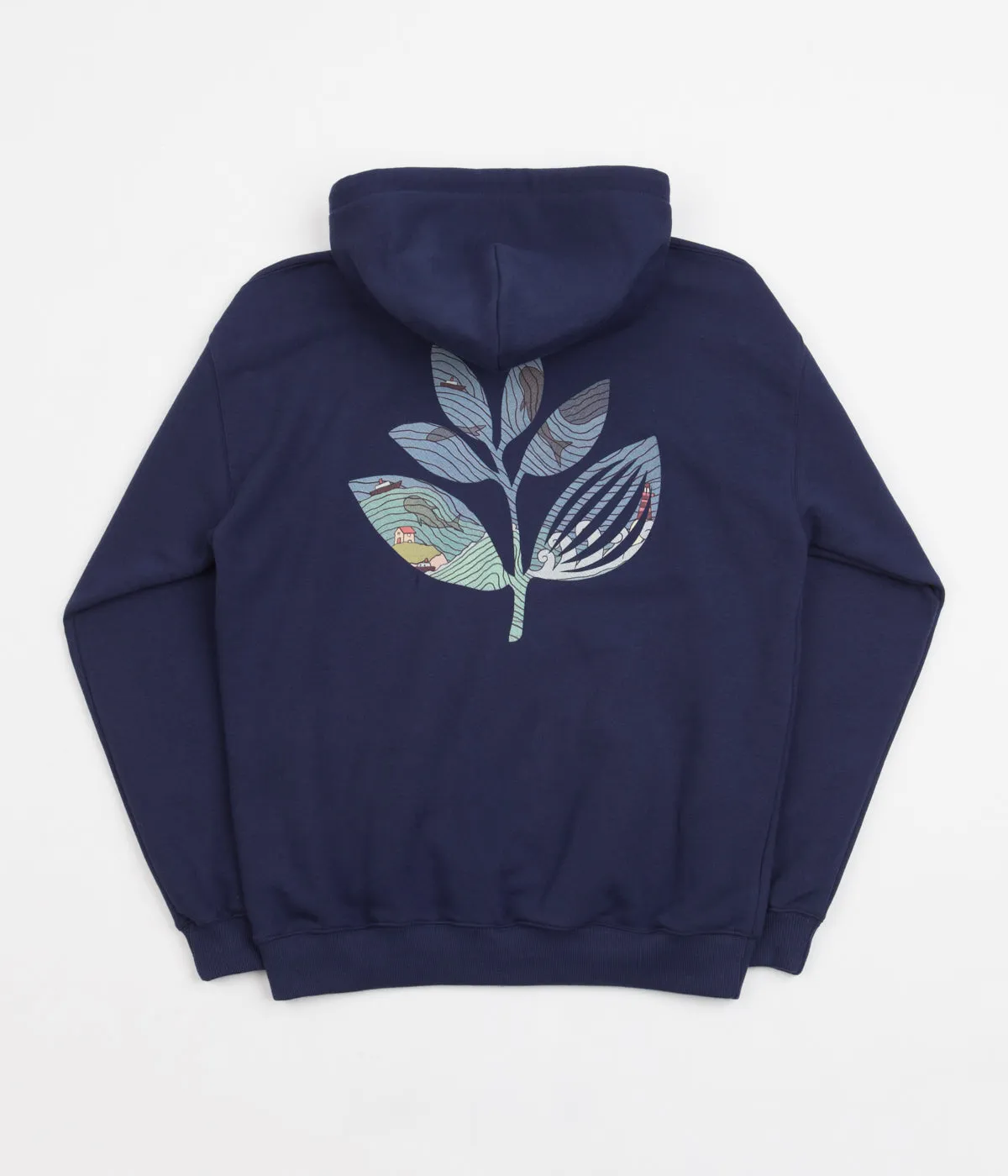 Magenta Sea Plant Hoodie - Navy