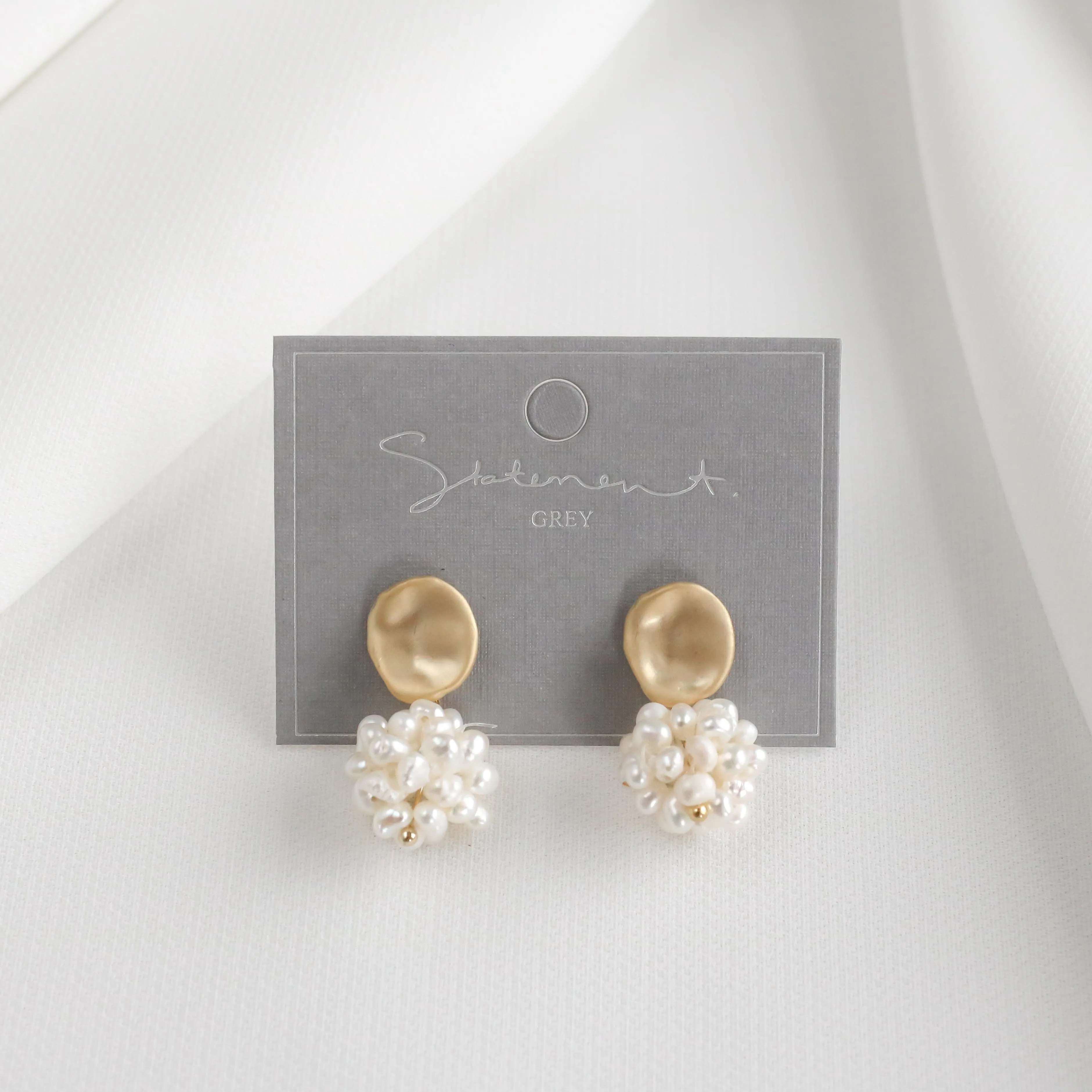 Matte Gold Pearl Droplet Earrings