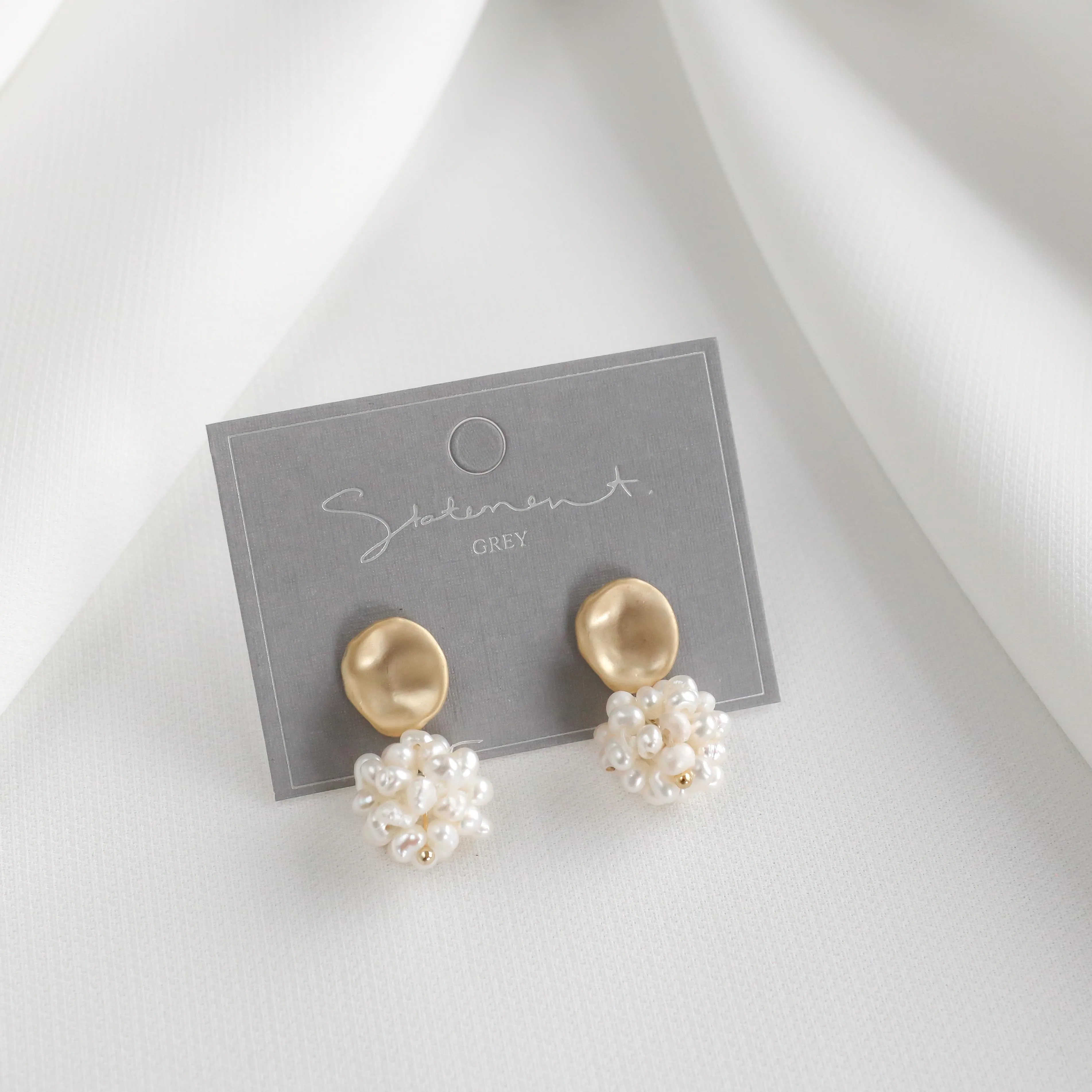 Matte Gold Pearl Droplet Earrings