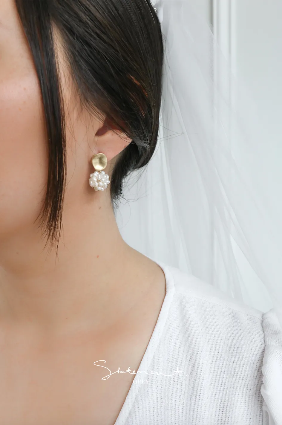 Matte Gold Pearl Droplet Earrings