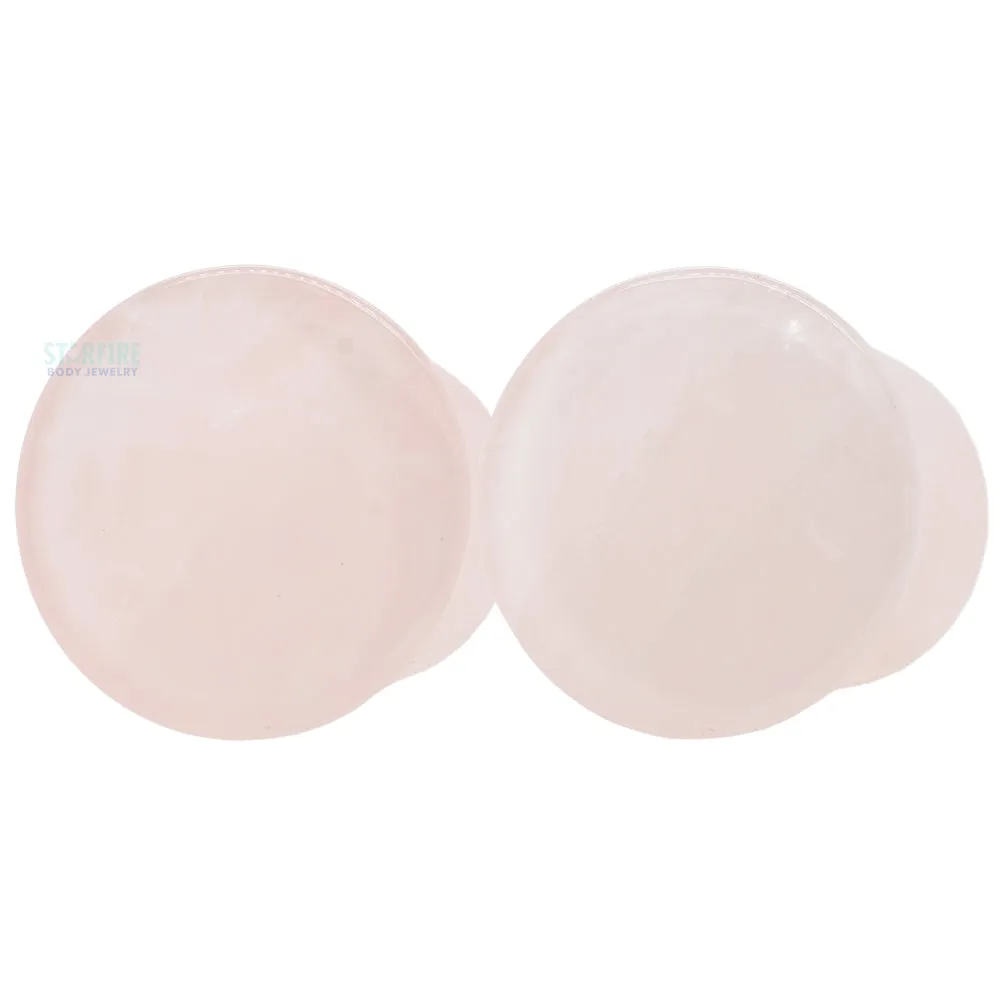 Mayan Style Stone Plugs - Rose Quartz