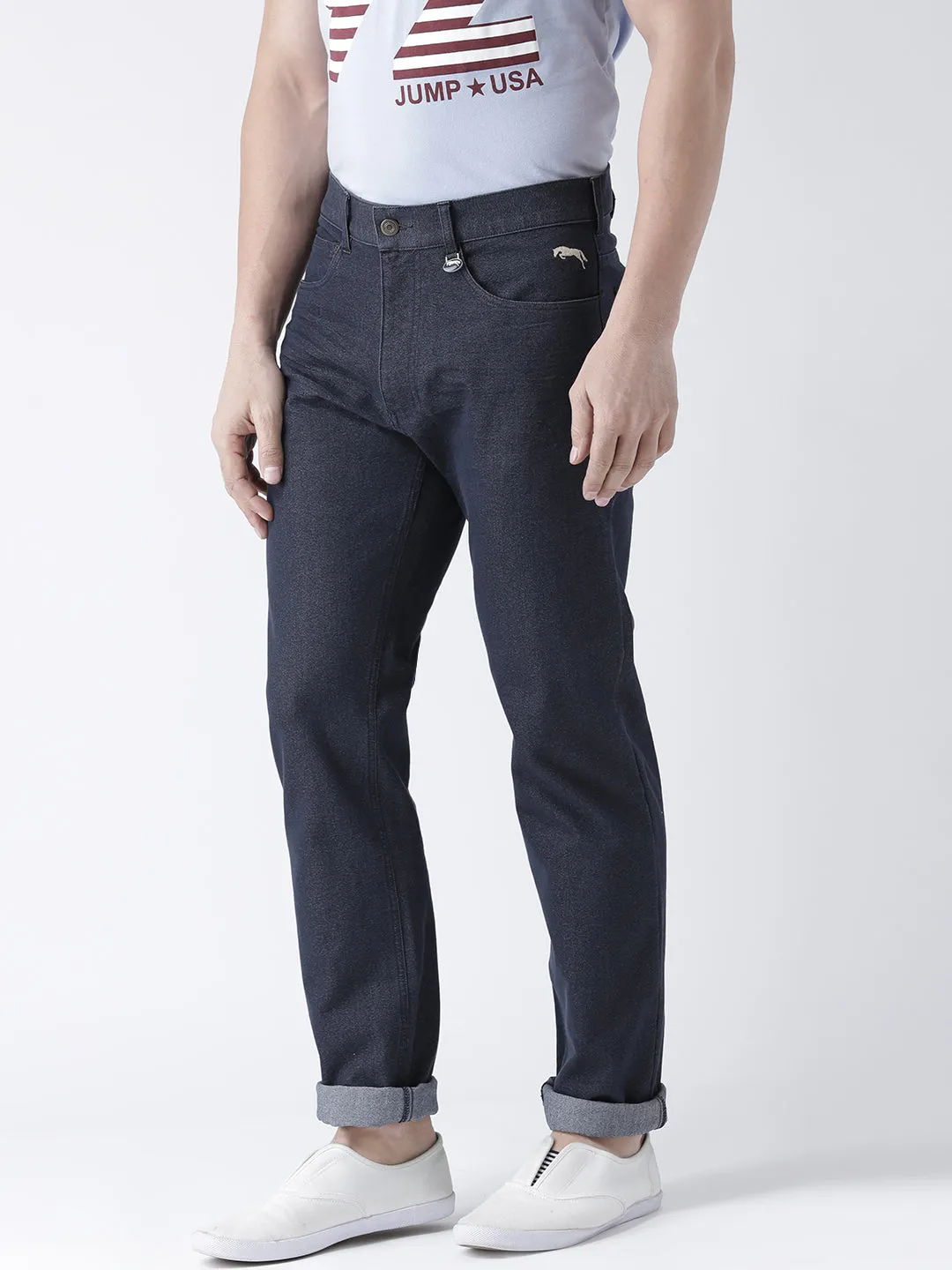 Men Navy Blue Slim Fit Mid-Rise Clean Look Jeans