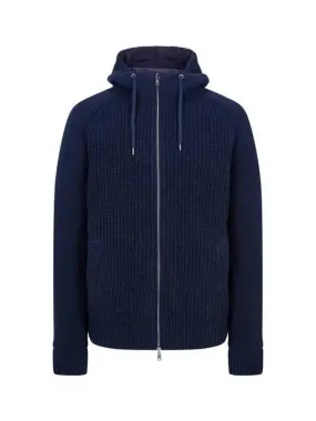 Men s ribbed knit padded hooded jacket navy 270917