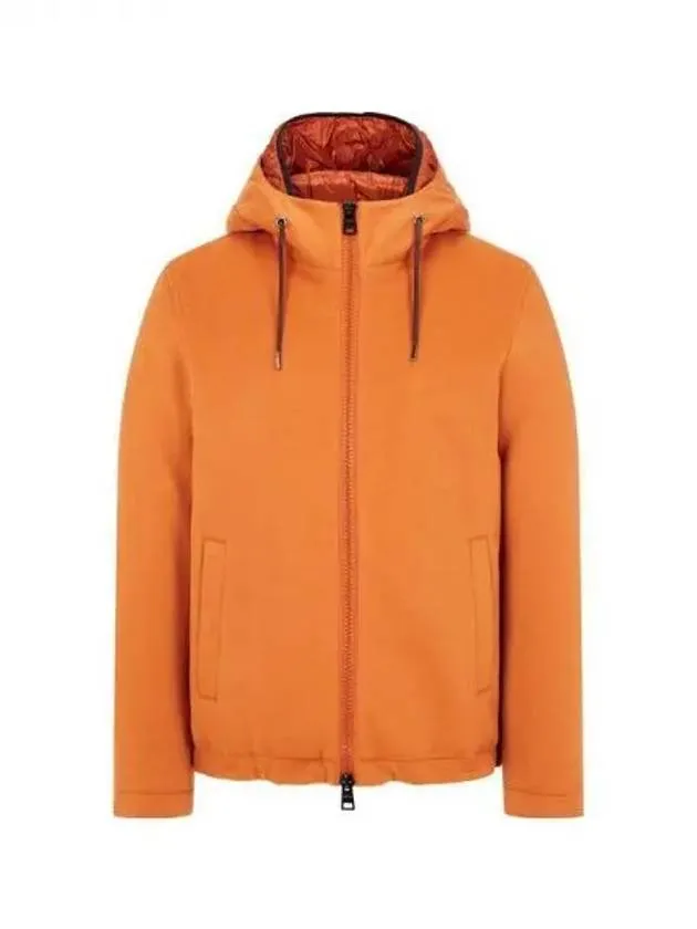 Men s Soft Cashmere Hooded Sub Zero Jacket Orange 271223