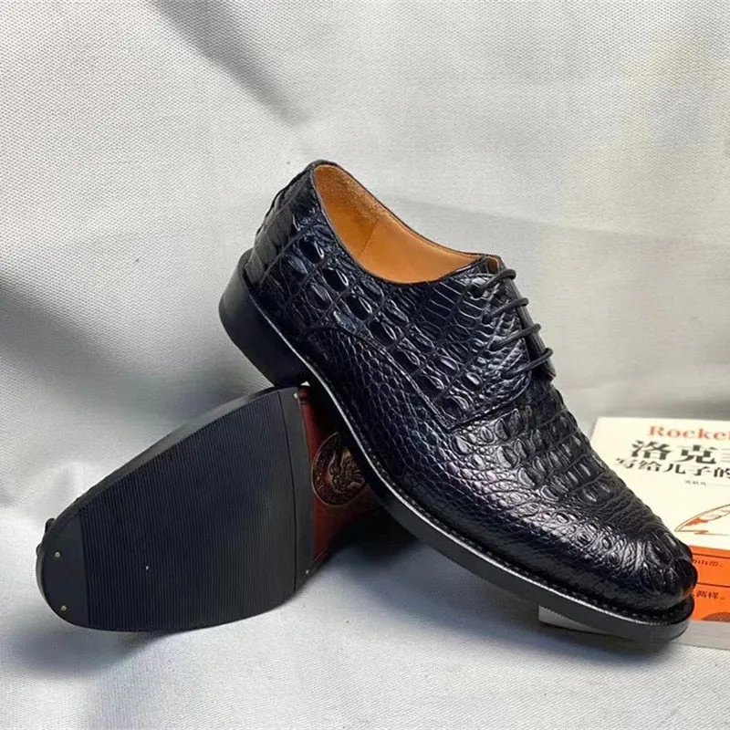 Men's Authentic Crocodile Skin Lace-up Oxford Dress Shoes