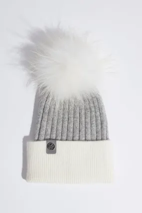 Mens Harley Pom Pom Hat - Grey/White