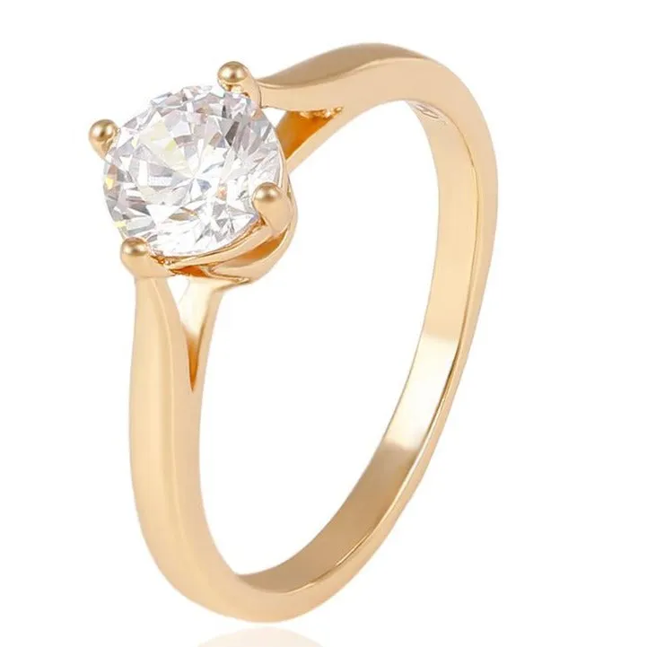 Minimalist single stone 18k gold plated ring