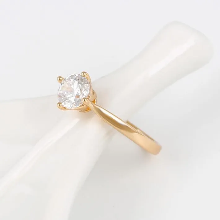 Minimalist single stone 18k gold plated ring