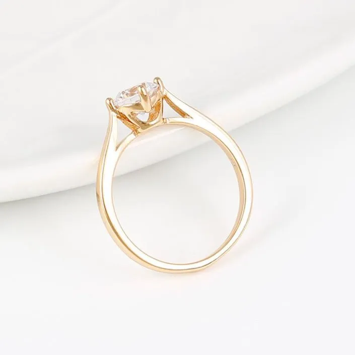 Minimalist single stone 18k gold plated ring