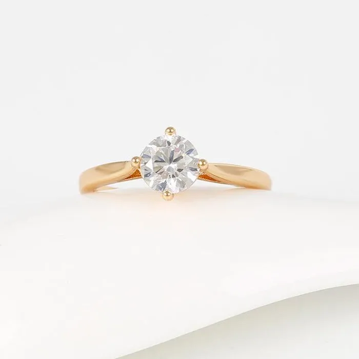 Minimalist single stone 18k gold plated ring