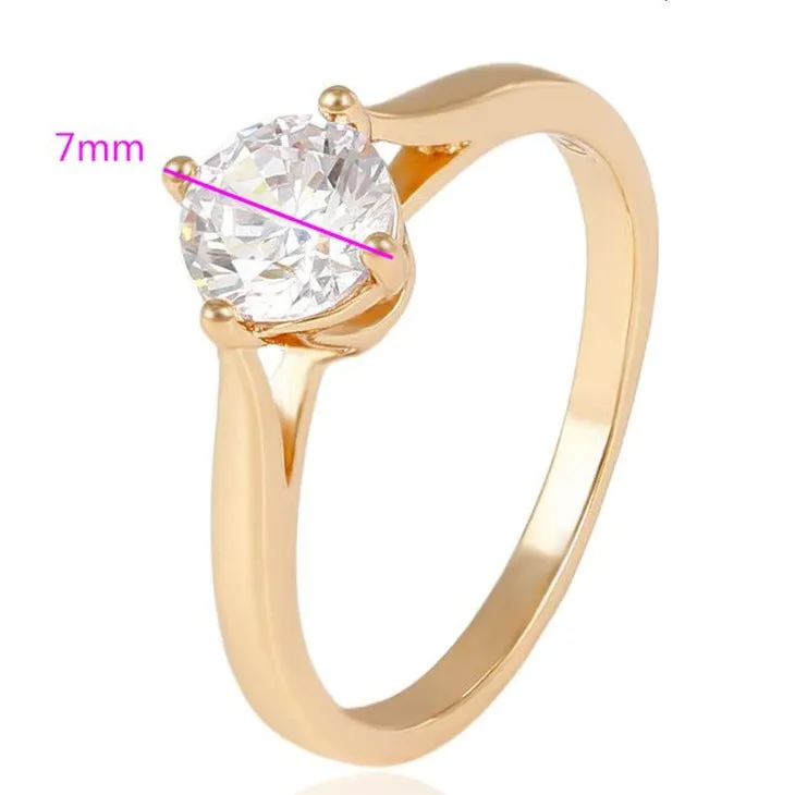 Minimalist single stone 18k gold plated ring