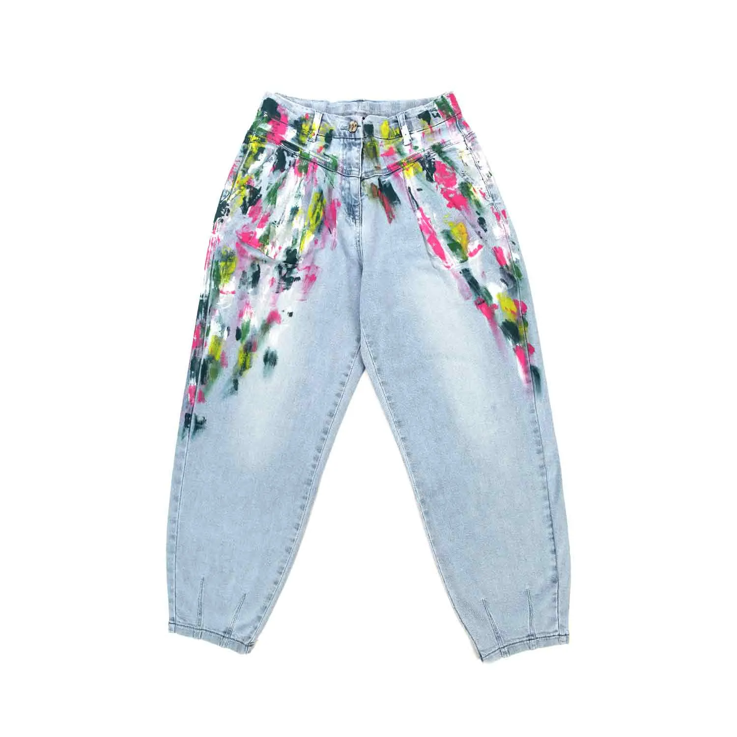 Monnalisa Jeans With Multicolor Brushes For Teen Girls