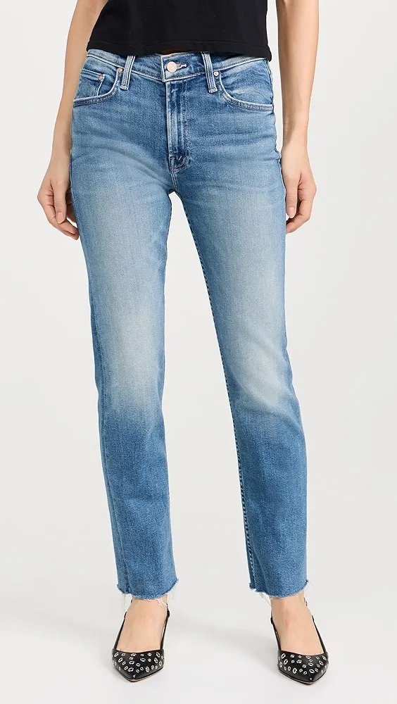 MOTHER   The Mid Rise Rider Flood Fray Jeans 