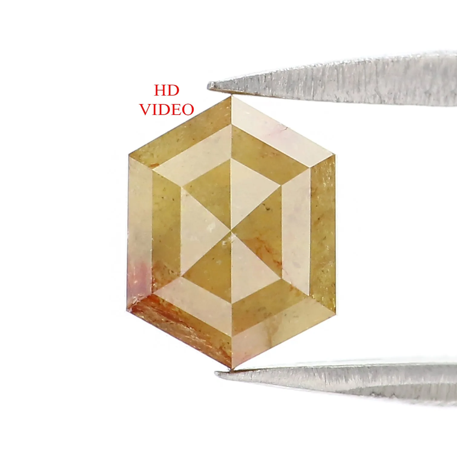 Natural Loose Hexagon Diamond, Yellow Color Diamond, Natural Loose Diamond, Hexagon Rose Cut Diamond, 1.01 CT Hexagon Shape Diam