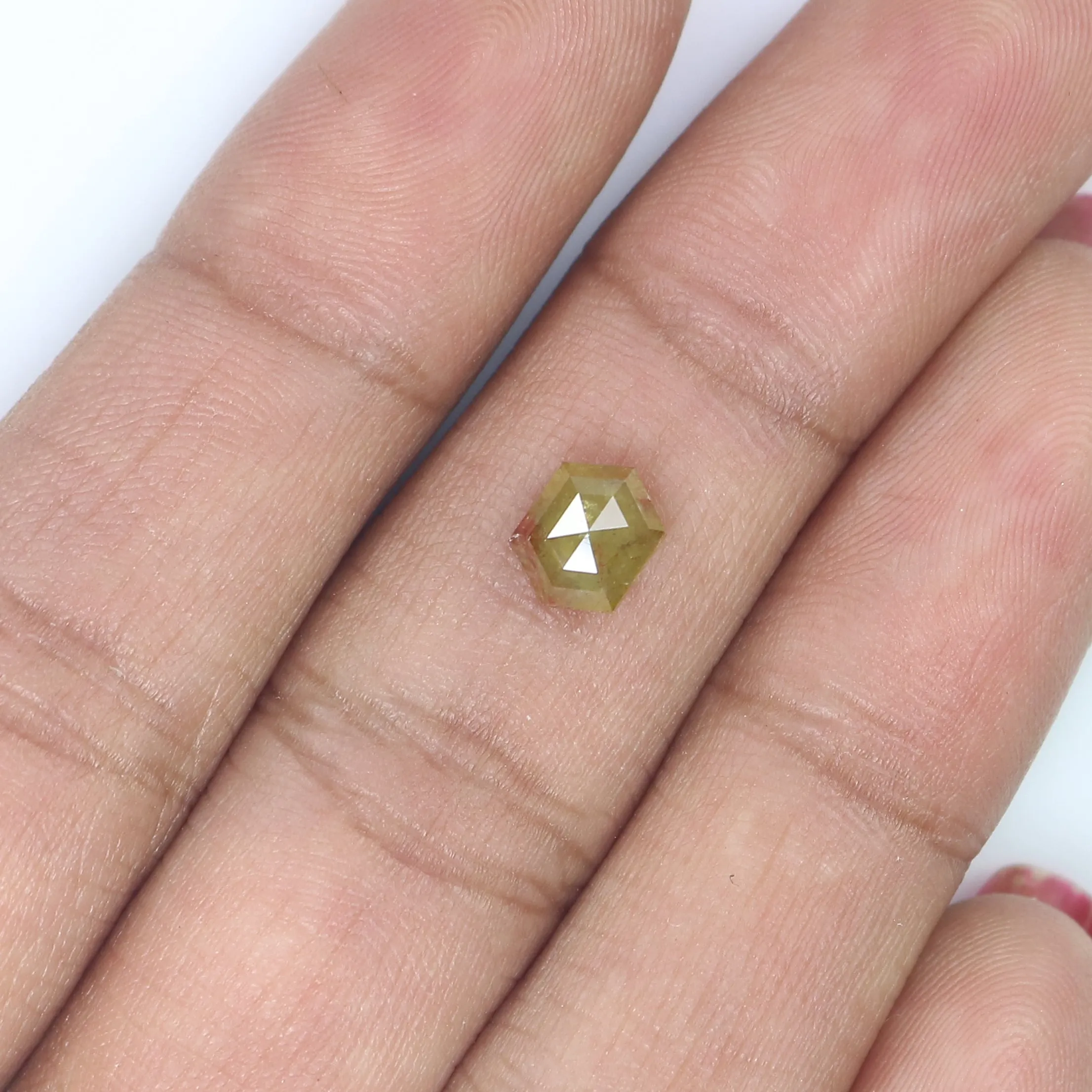 Natural Loose Hexagon Diamond, Yellow Color Diamond, Natural Loose Diamond, Hexagon Rose Cut Diamond, 1.01 CT Hexagon Shape Diam