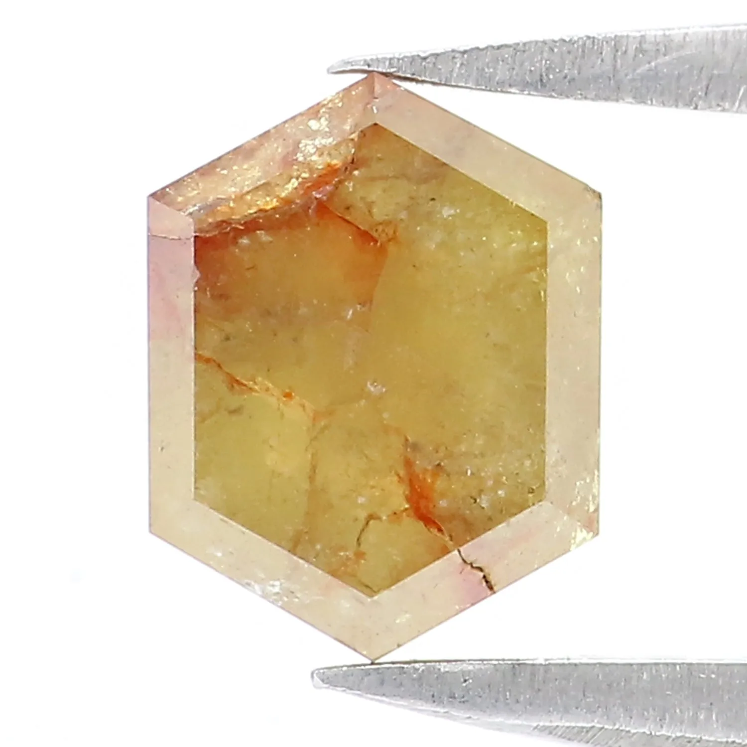 Natural Loose Hexagon Diamond, Yellow Color Diamond, Natural Loose Diamond, Hexagon Rose Cut Diamond, 1.01 CT Hexagon Shape Diam