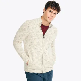 Nautica Men's Marled Full-Zip Sweater Marshmallow