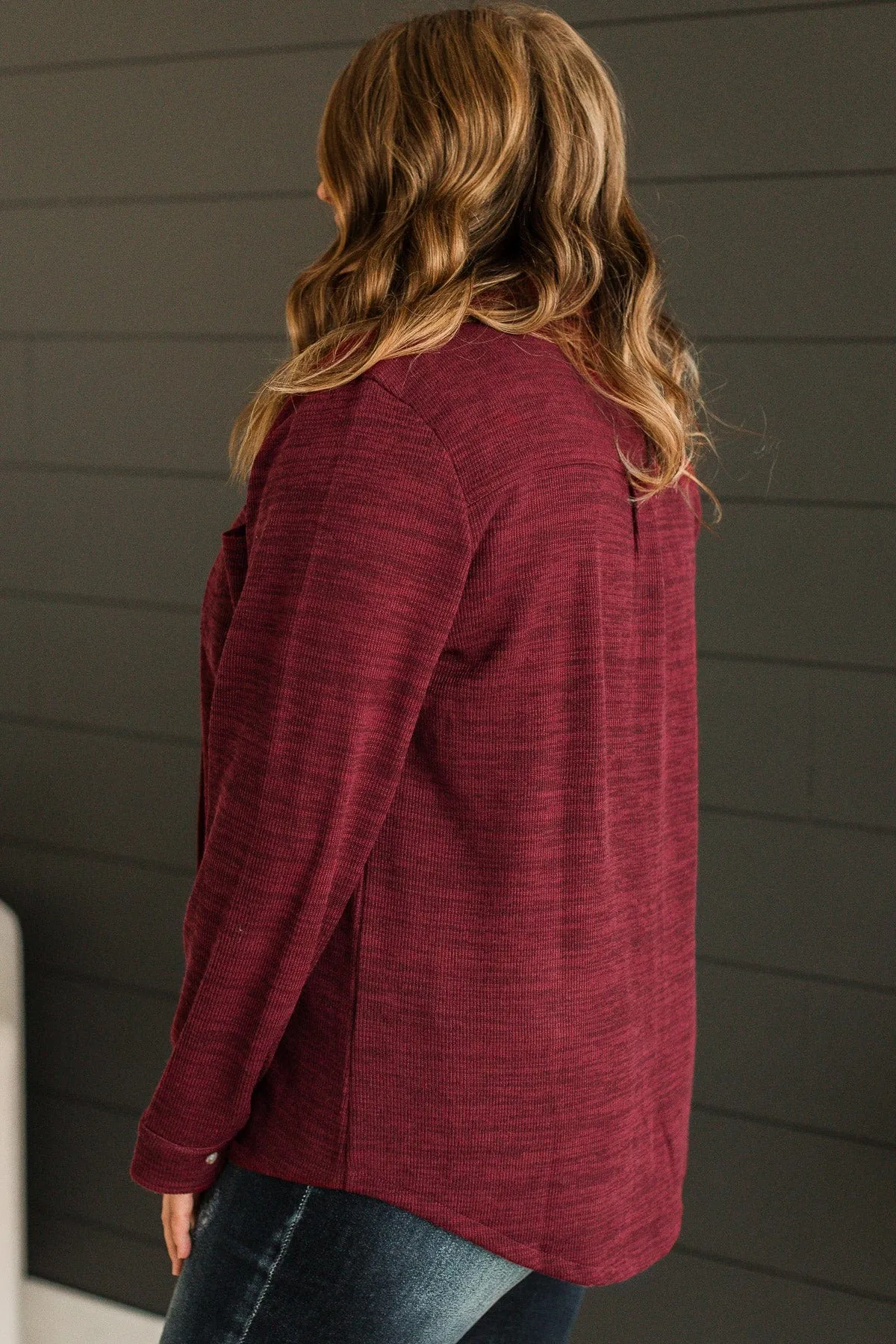 Never Letting Go Button Top- Burgundy