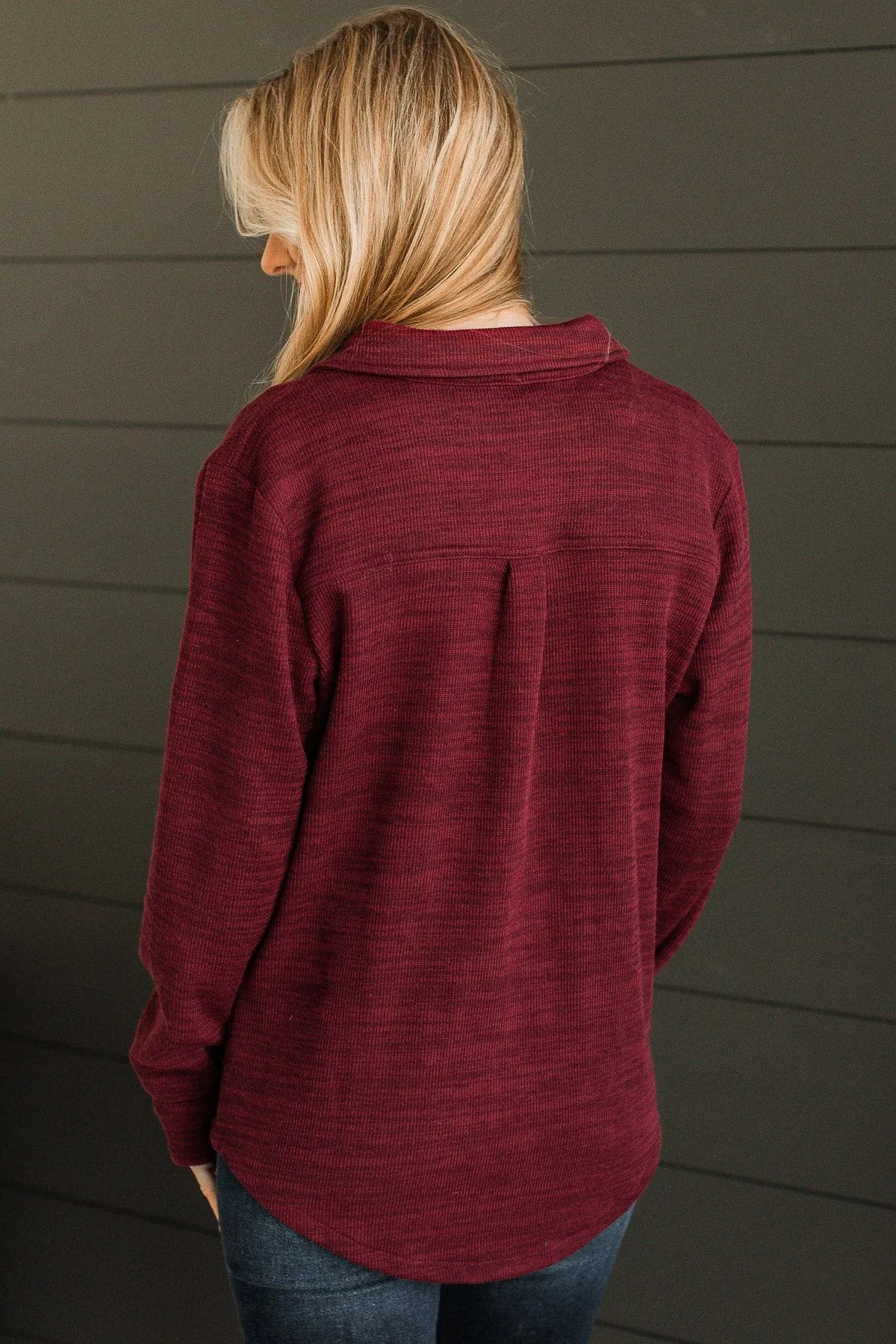 Never Letting Go Button Top- Burgundy