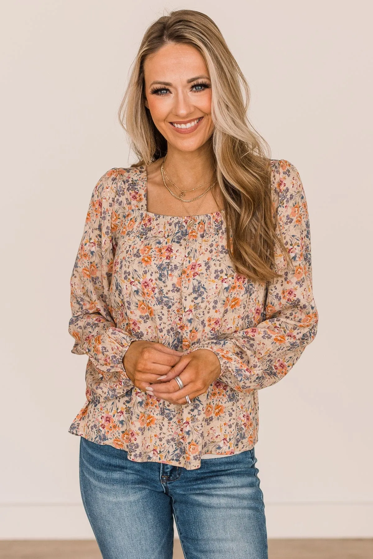 No Better Than This Floral Blouse- Taupe