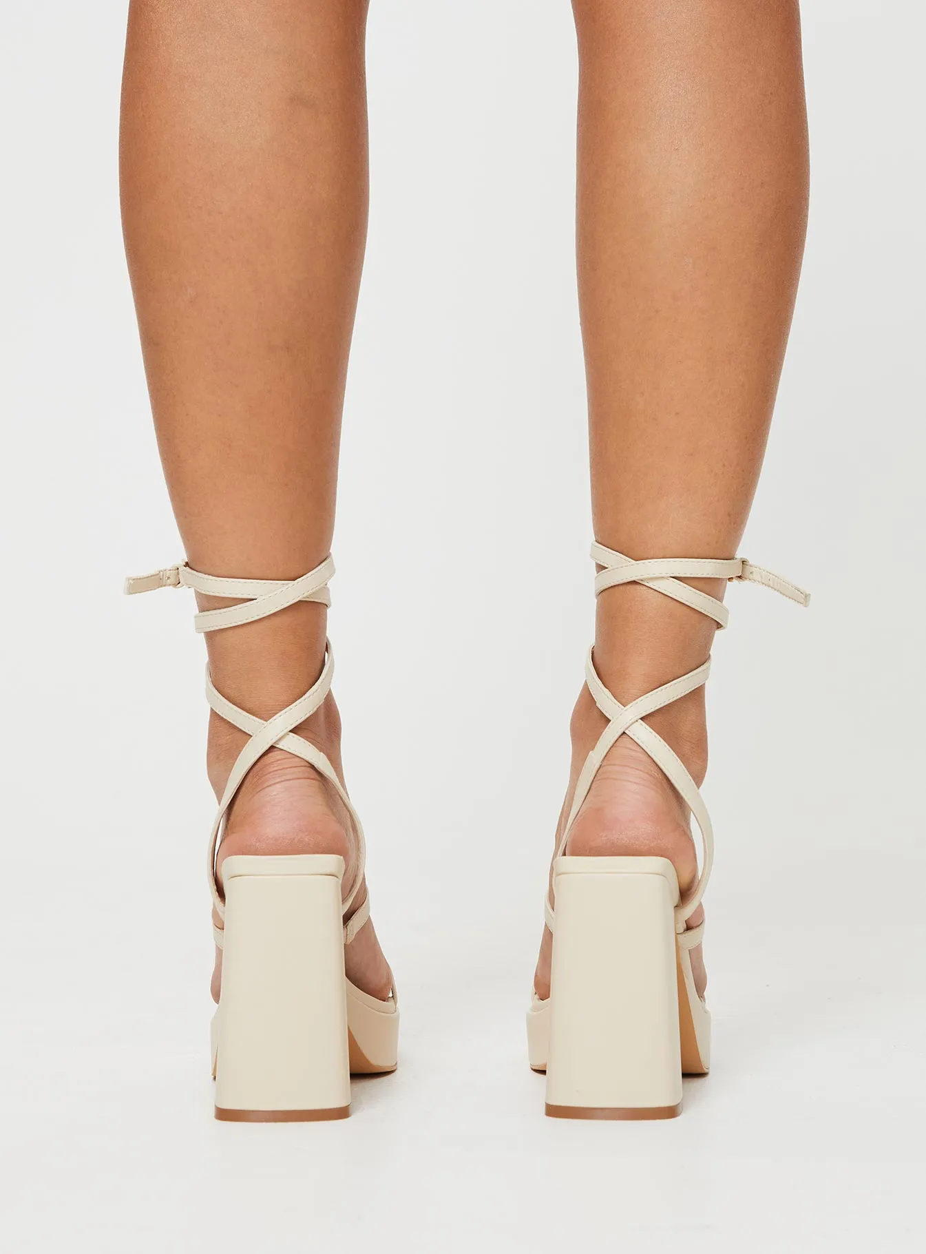 Odessa Platform Strappy Heels Cream