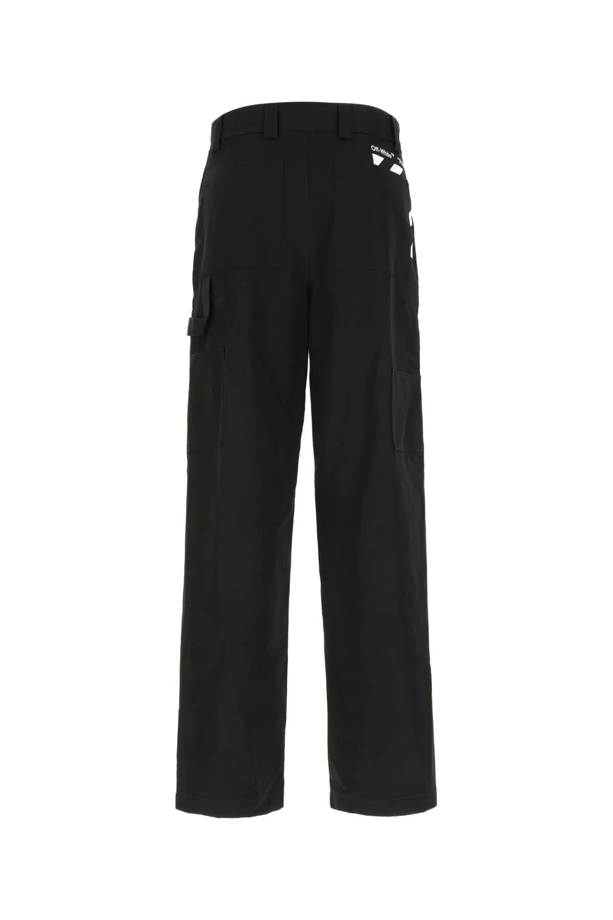 Off White Black Cotton Wide Leg Pant