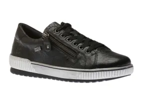 Ottawa Black Leather Zipper Lace-Up Sneaker