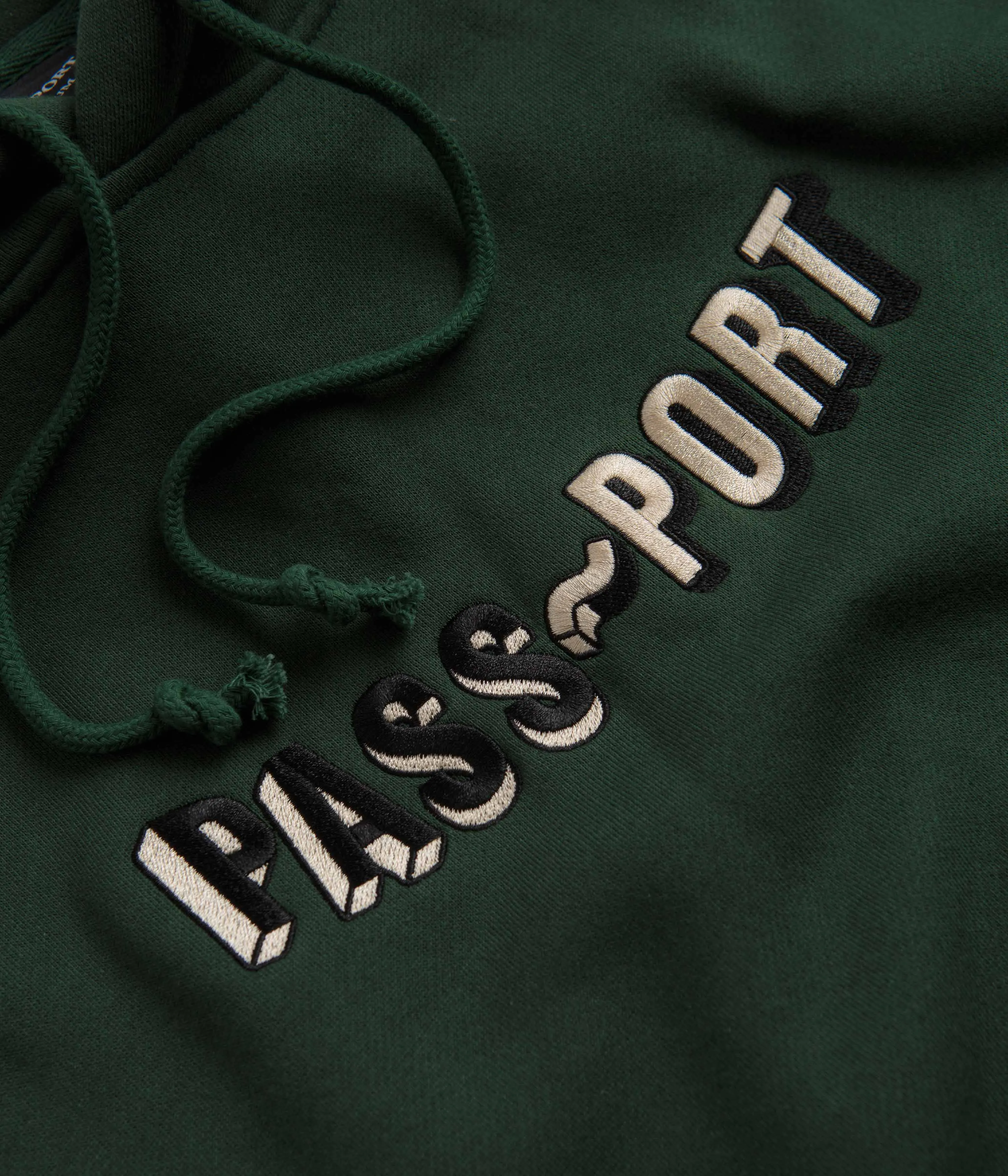 Pass Port Sunken Logo Embroidery Hoodie - Forest Green