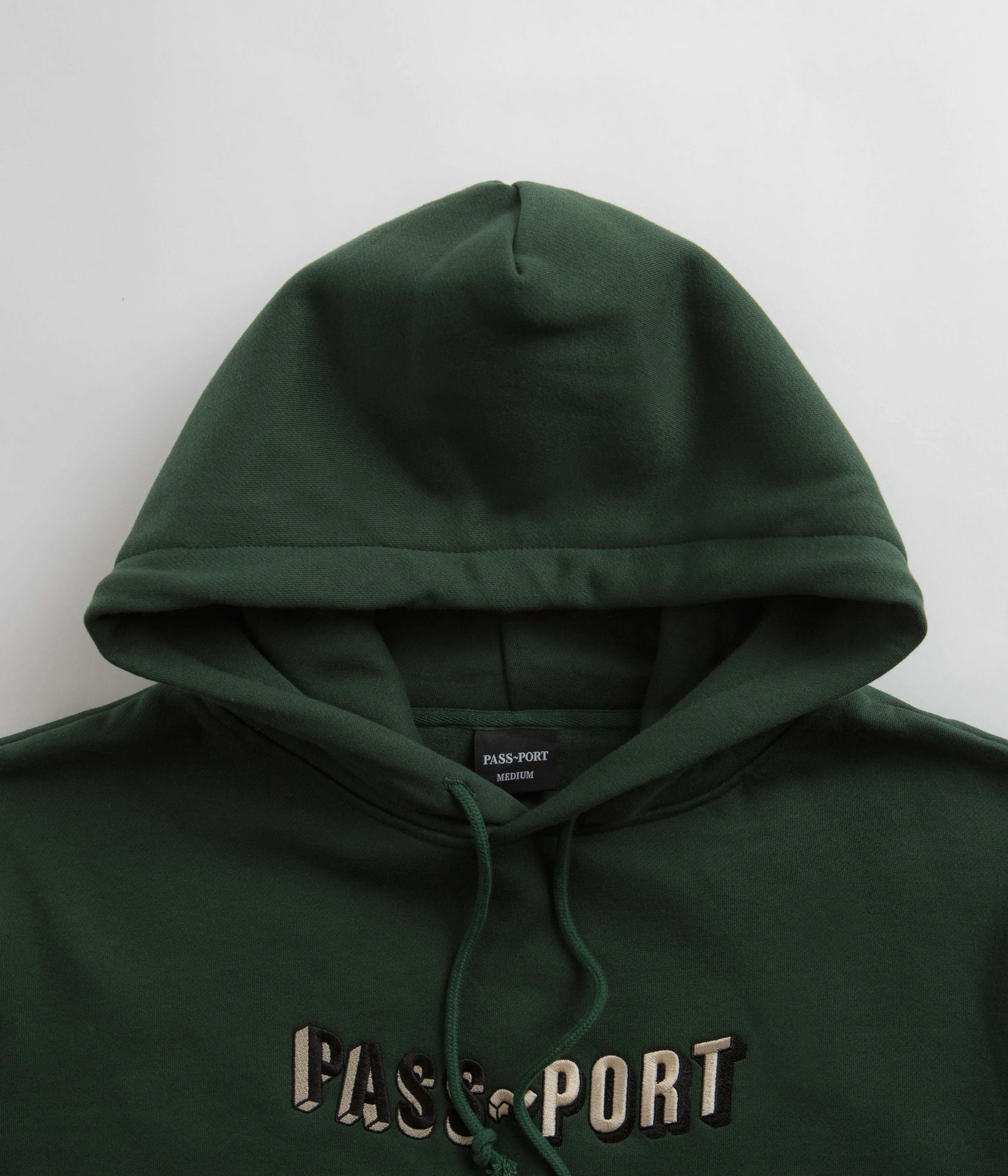 Pass Port Sunken Logo Embroidery Hoodie - Forest Green