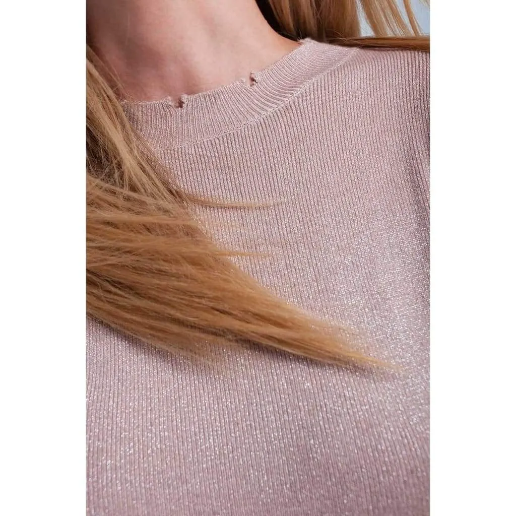 Pink Shiny Metallic Sweater