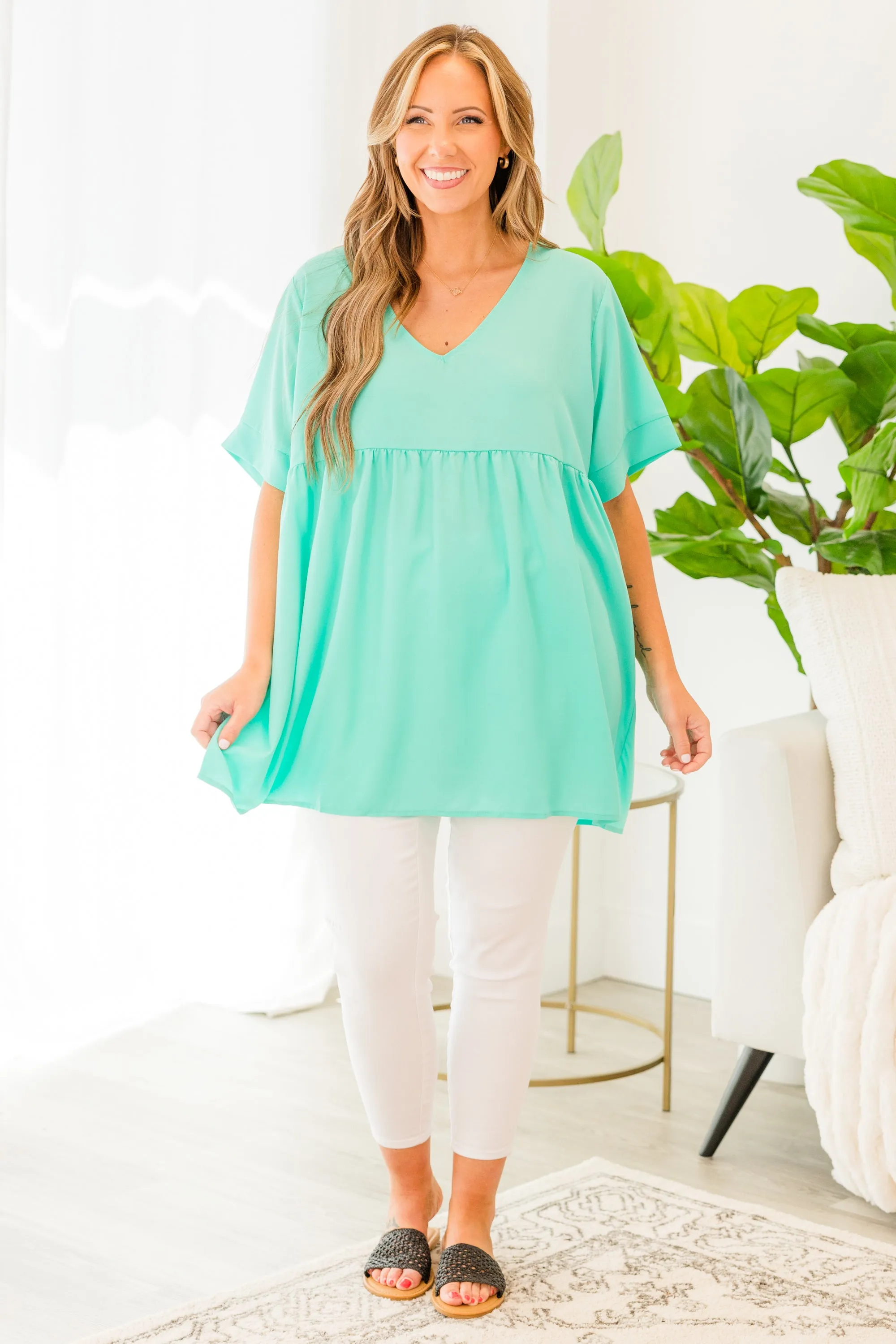 Primrose Babydoll Top, Mint