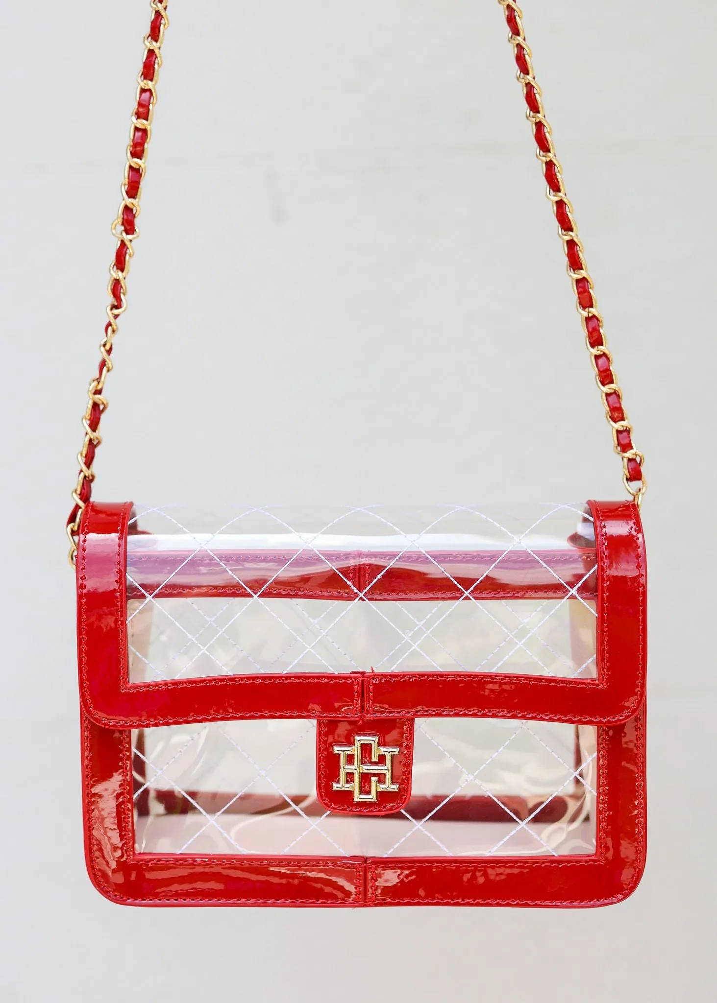 Quinn Quilted Clear Bag Red Patent