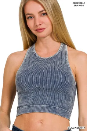 Ribbed Racerback Cropped Tank Top