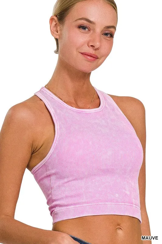 Ribbed Racerback Cropped Tank Top