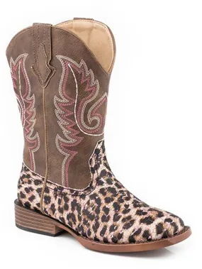 Roper 09-018-1901-2565 09-017-1901-2565 Kids Glitter and Leopard Faux Leather Boots Pink