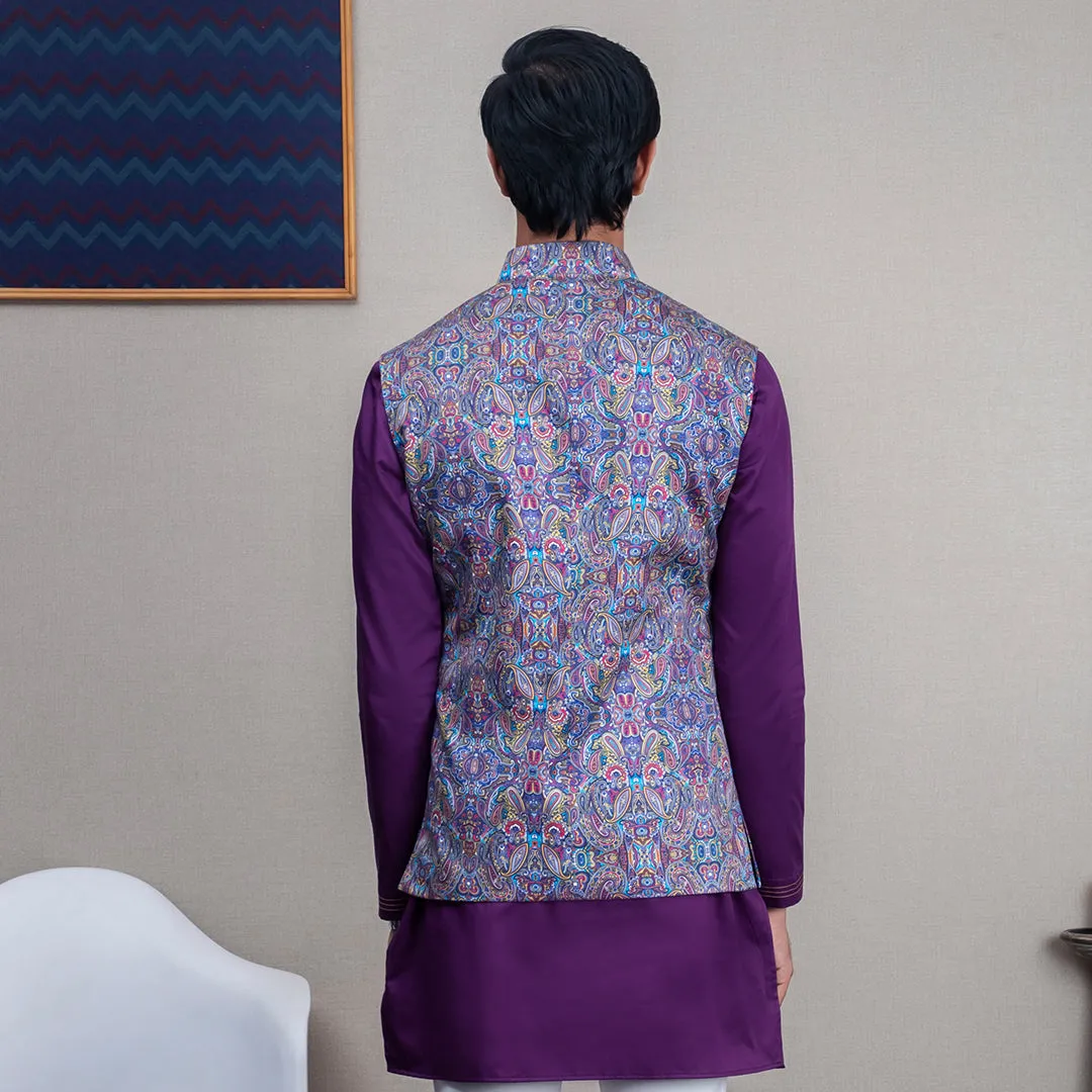 Rudransh Abstract Print Nehru Jacket