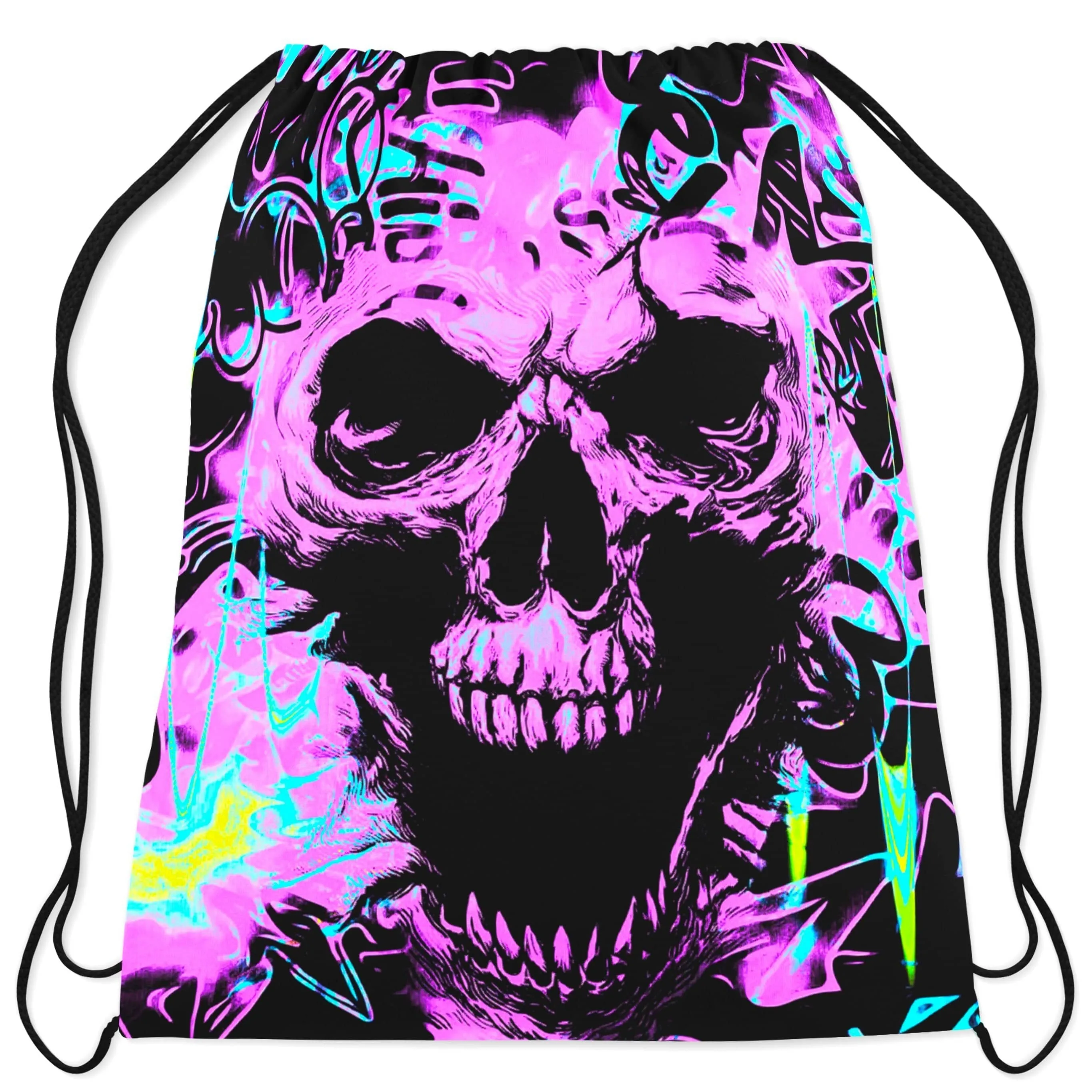 Skull Graffiti Drawstring Bag